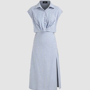 NWT CIDER COTTON-BLEND STRIPED MIDI SHIRT DRESS